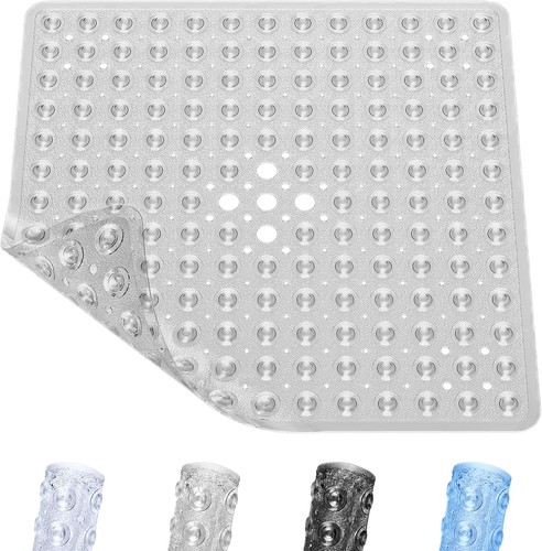 Grey square shower mat - grey, non